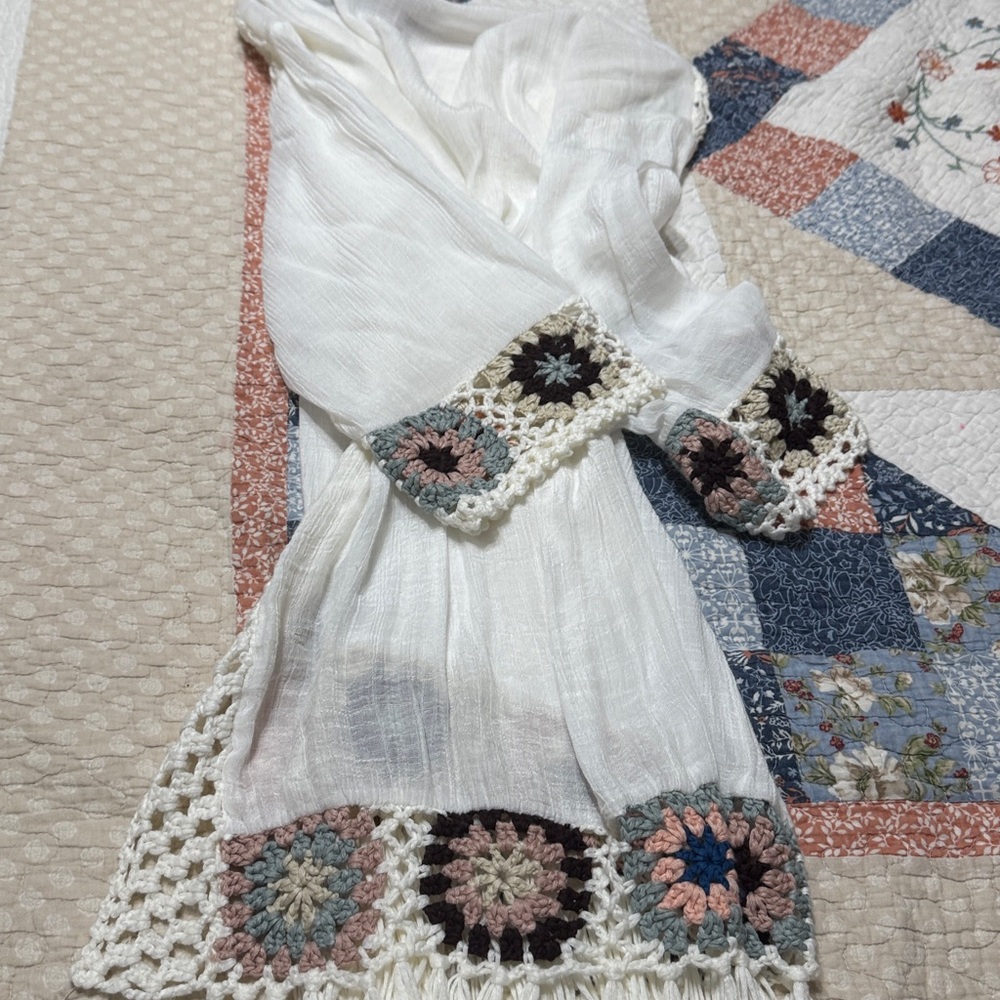 Olivers White Tunic with Crochet Accents